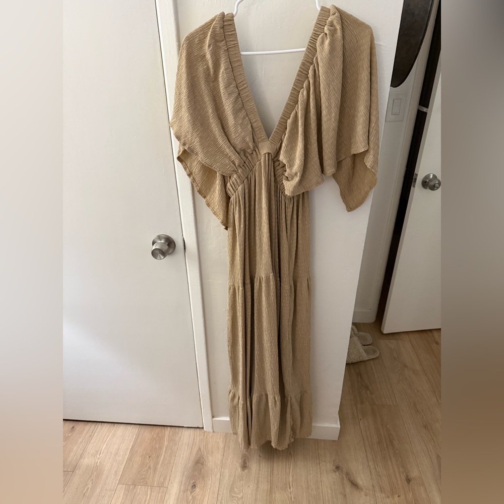 Elegant Tan Maxi Dress